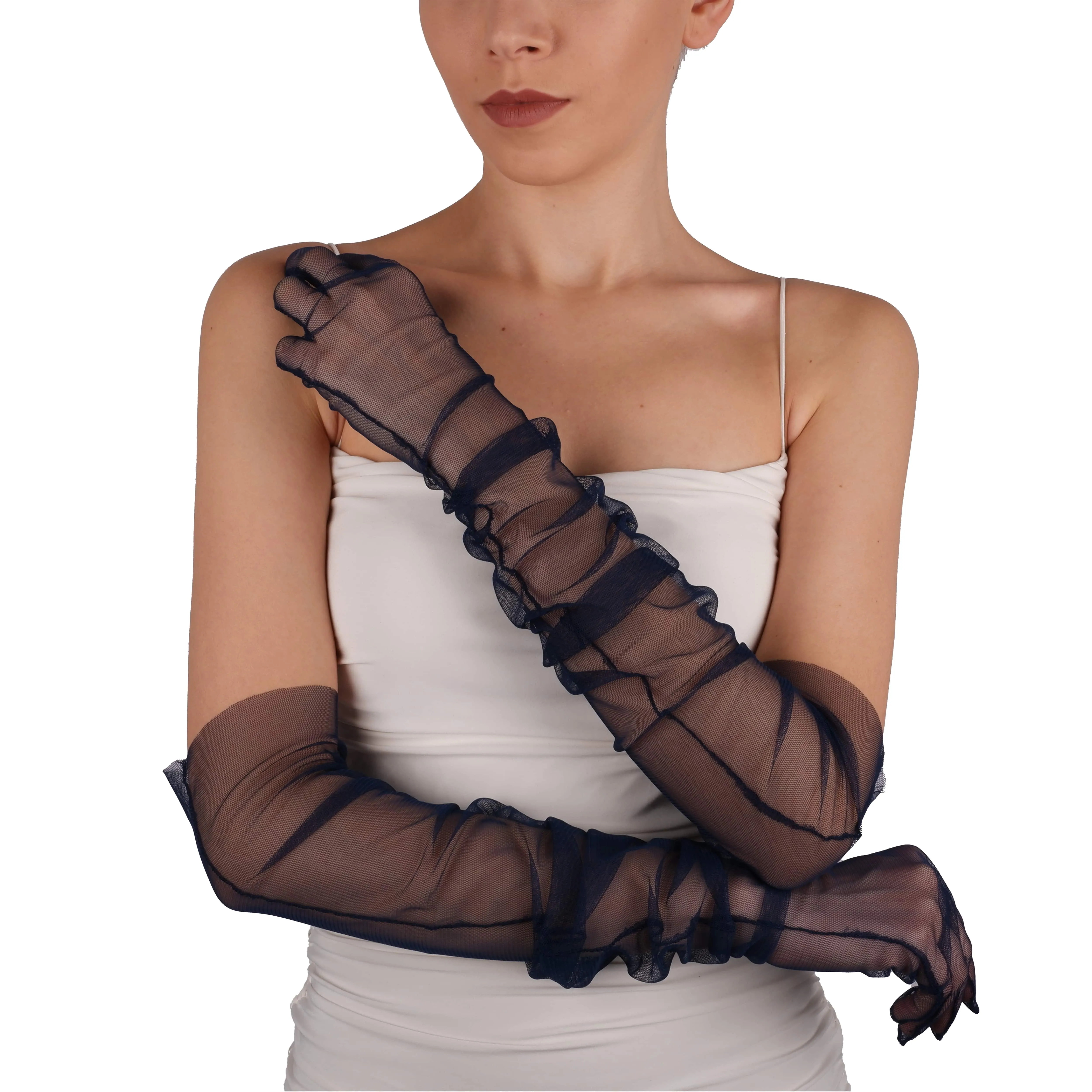 Long Tulle Transparent Bridal Gloves Gloves for Costume and Prom