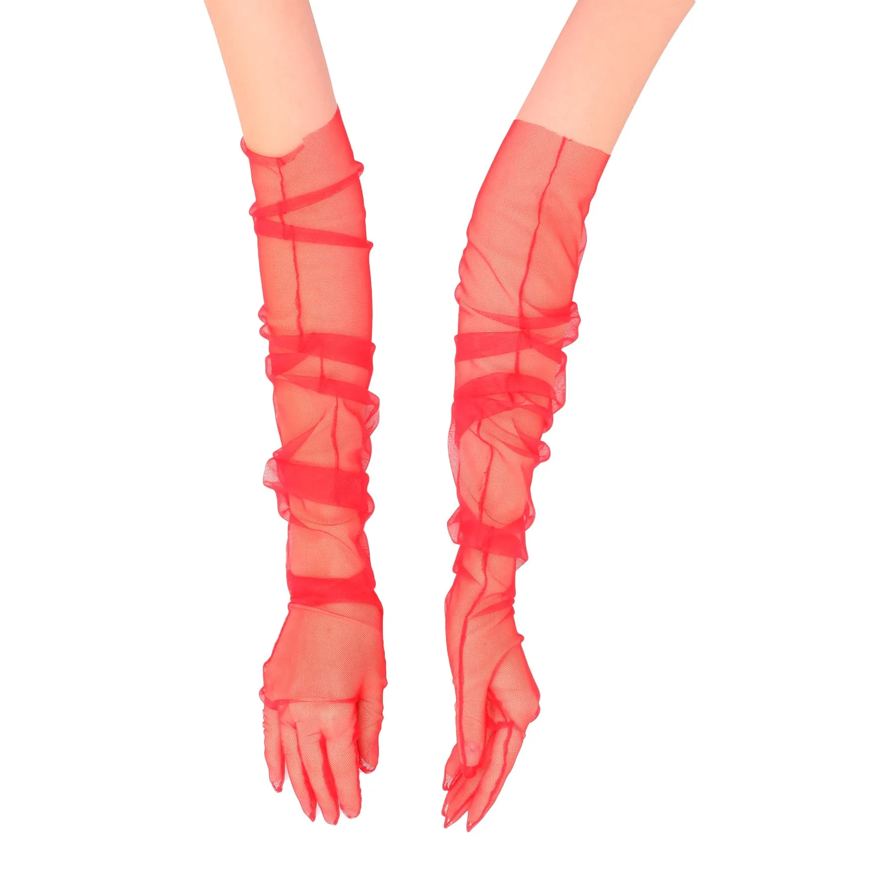 Long Tulle Transparent Bridal Gloves Gloves for Costume and Prom