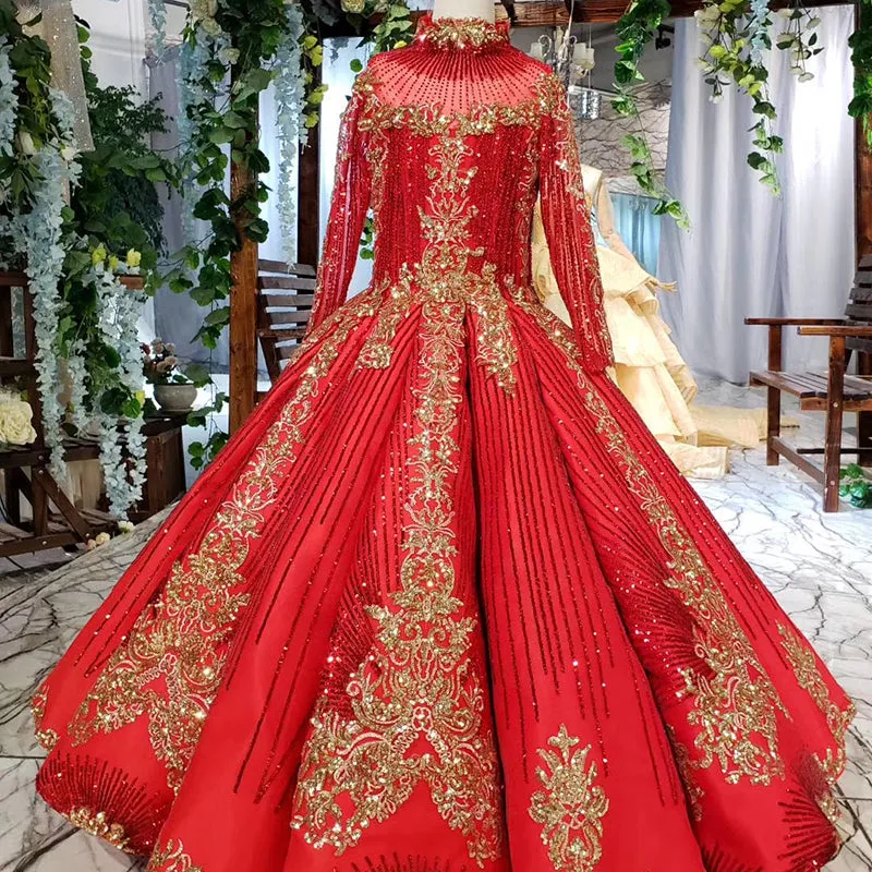 LS11238 Long Sleeves Real Sample Handmade Flower Baby Girl Evening Dress