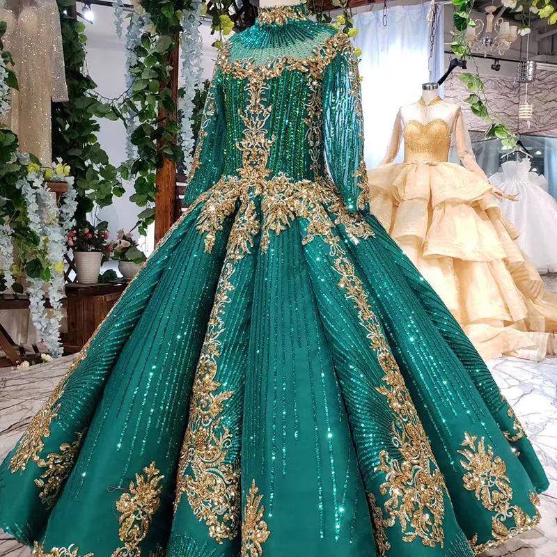 LS11238 Long Sleeves Real Sample Handmade Flower Baby Girl Evening Dress