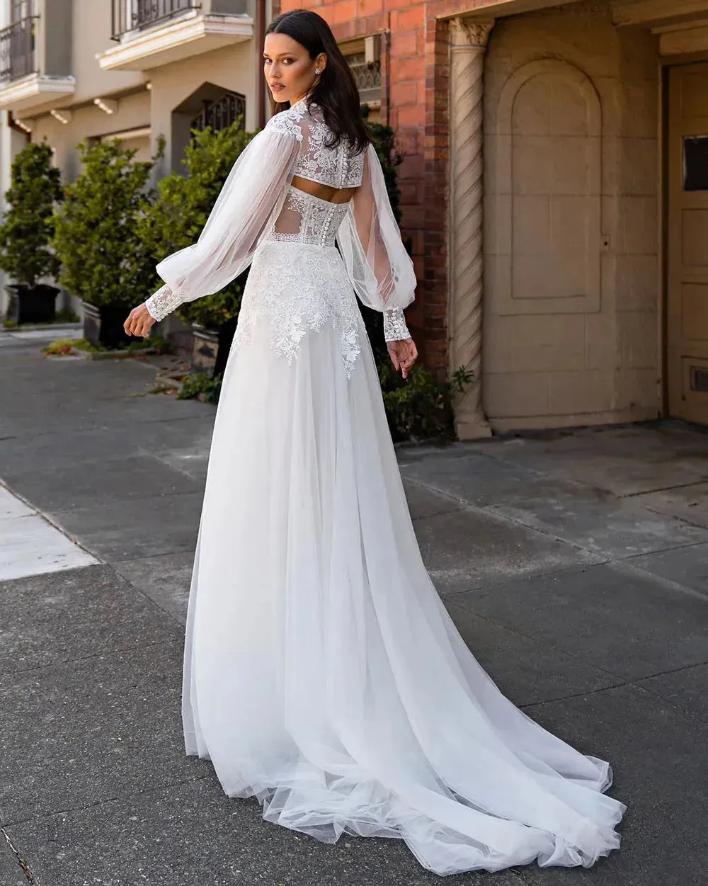 Luxury Boho Wedding Dresses Lace Appliques Mermaid Bride Dresses With Detachable Jacket Side Split Bridal Gown Gown
