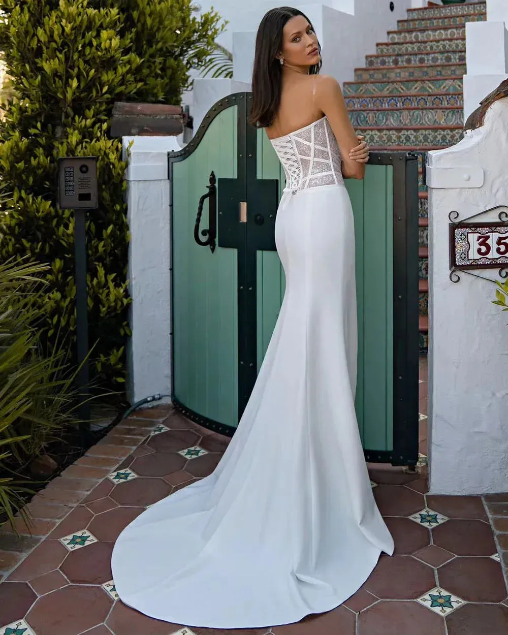 Luxury Boho Wedding Dresses Lace Appliques Mermaid Bride Dresses With Detachable Jacket Side Split Bridal Gown Gown