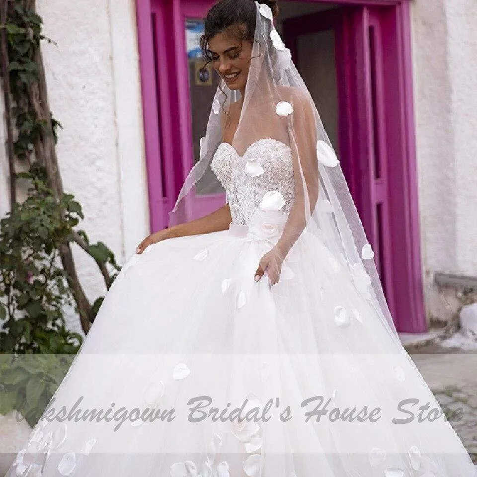 Luxury Flowers Wedding  Dresses Princess Bridal Dress Sweetheart