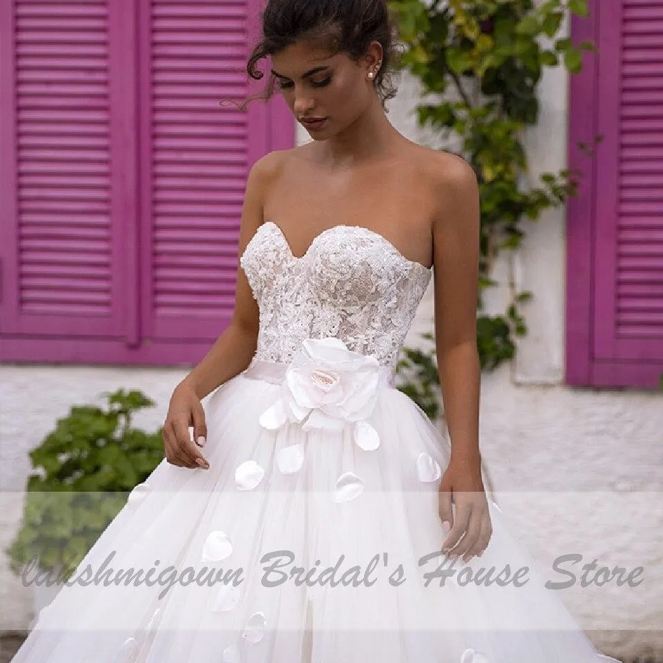 Luxury Flowers Wedding  Dresses Princess Bridal Dress Sweetheart