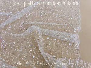 Luxury White Bridal Lace with Beads Pearls & Sequins