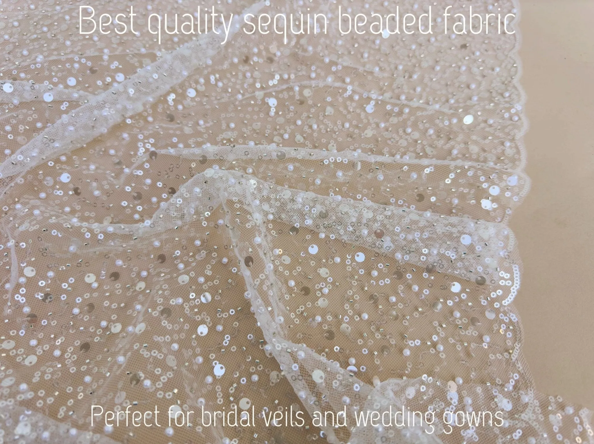 Luxury White Bridal Lace with Beads Pearls & Sequins