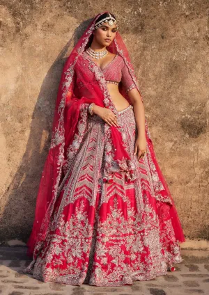 Lysandra red bridal lehenga set