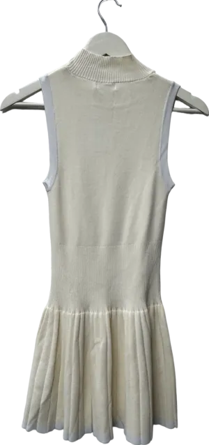 M Lounge White Knitted High Neck Pleated Dress UK XS