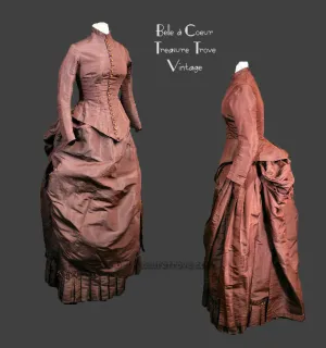Magnificent 3-Piece Antique Victorian Bustle Dress, Circa 1885