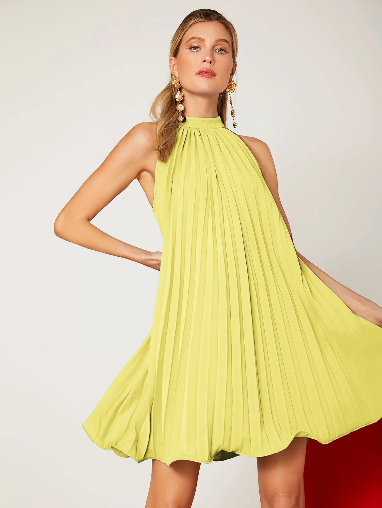 Mai Bass Tie Back Pleated Dress