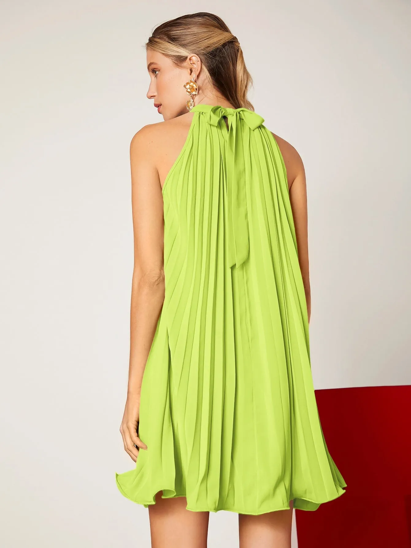 Mai Bass Tie Back Pleated Dress