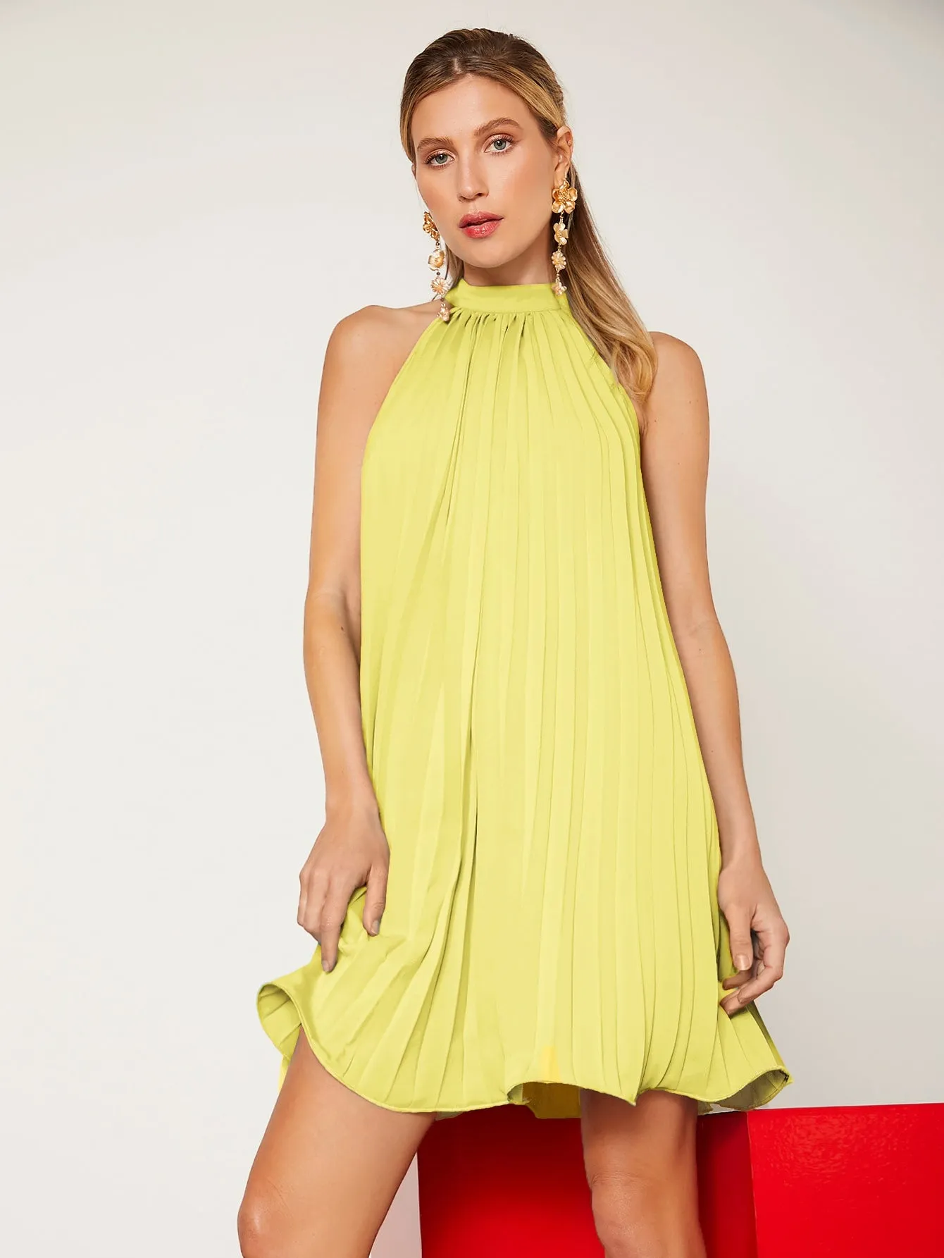Mai Bass Tie Back Pleated Dress