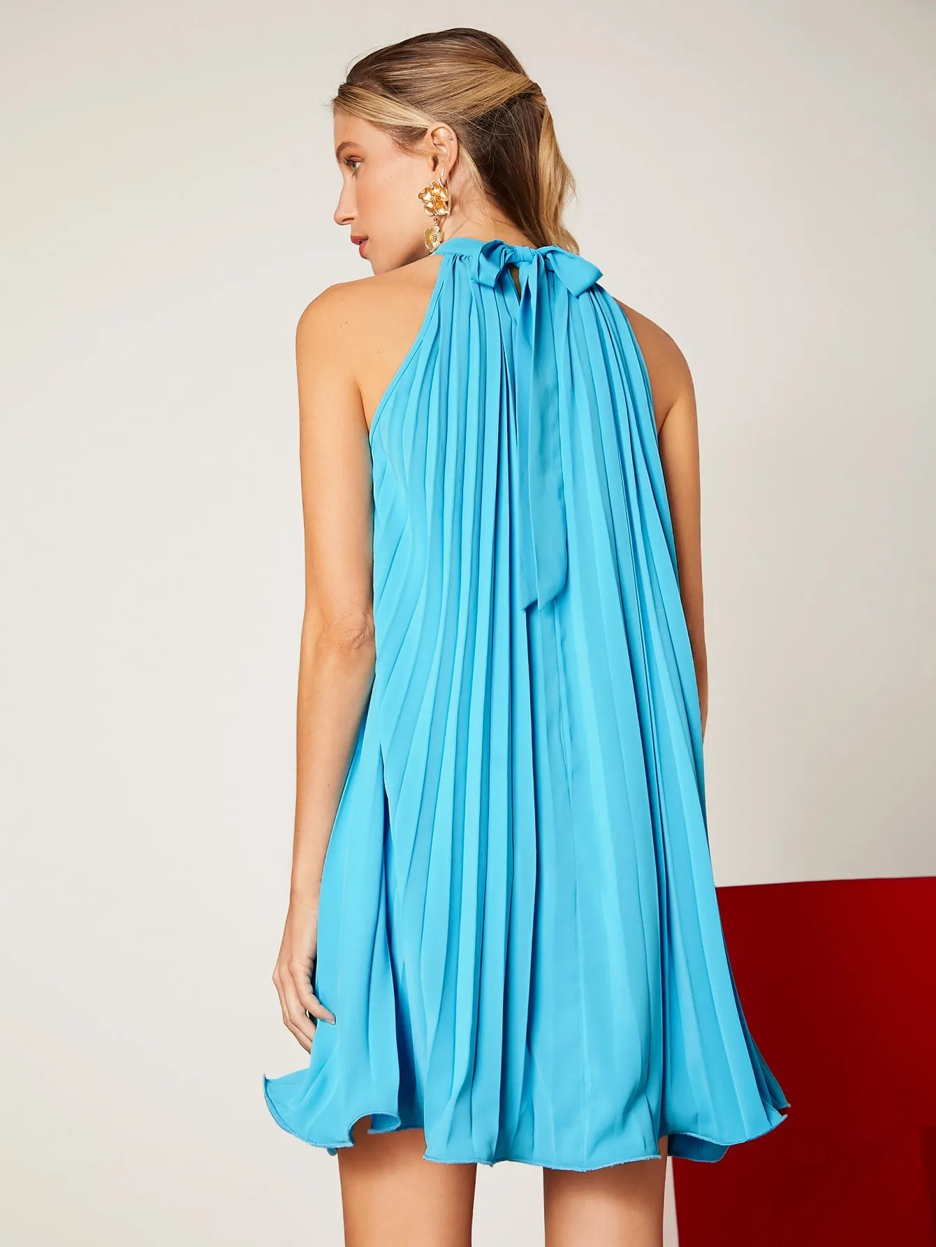 Mai Bass Tie Back Pleated Dress