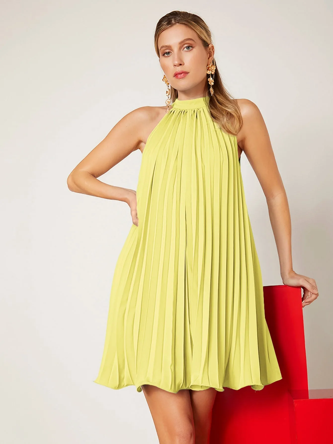 Mai Bass Tie Back Pleated Dress