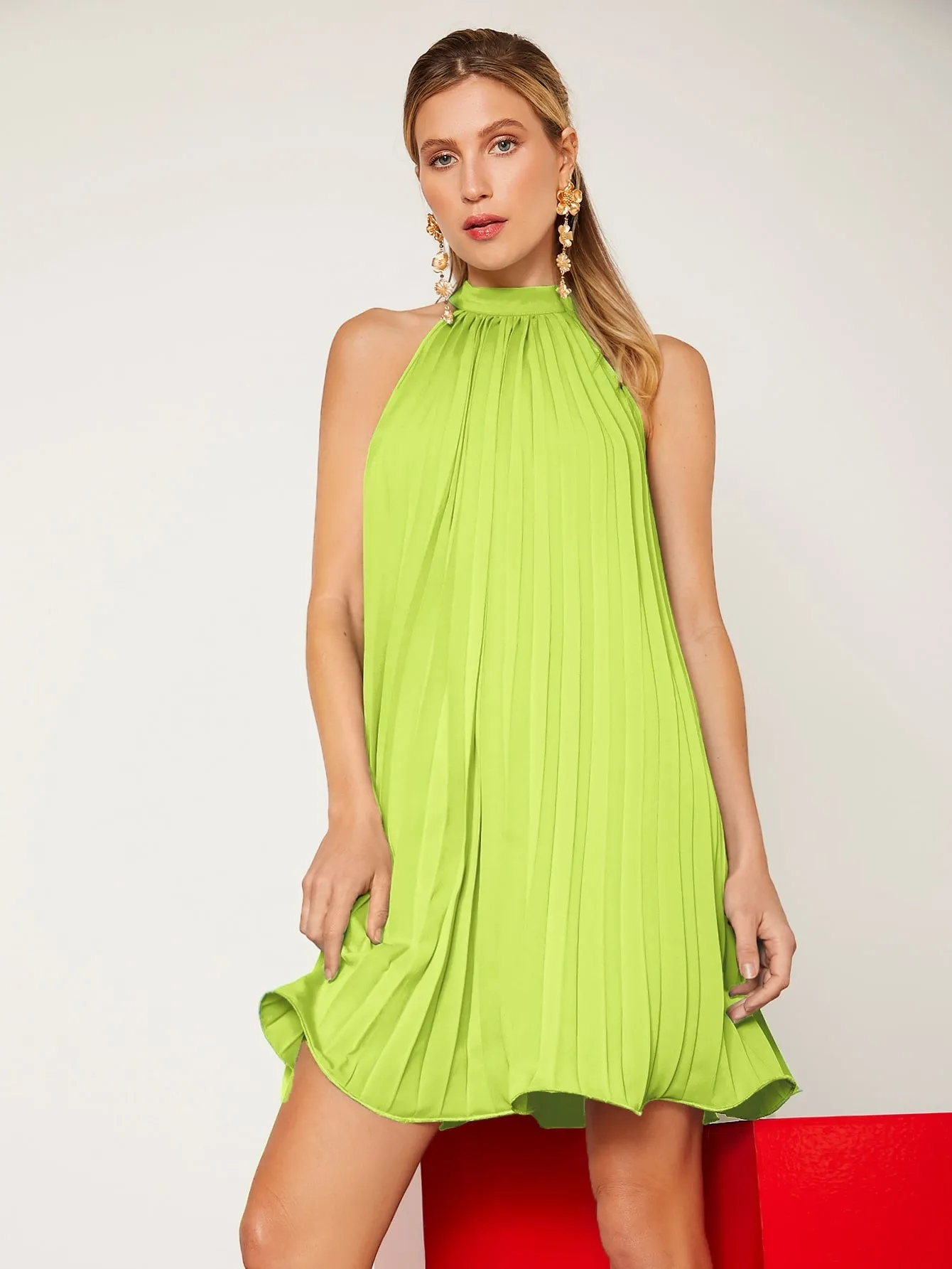 Mai Bass Tie Back Pleated Dress