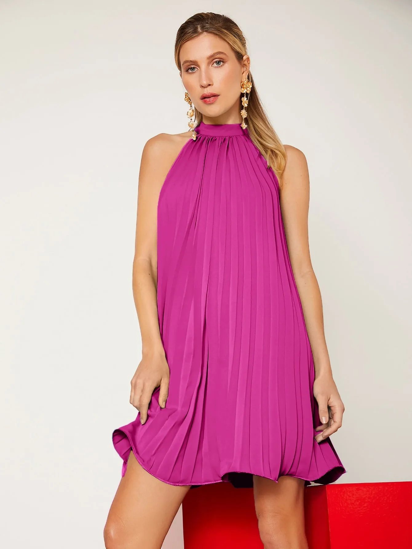 Mai Bass Tie Back Pleated Dress