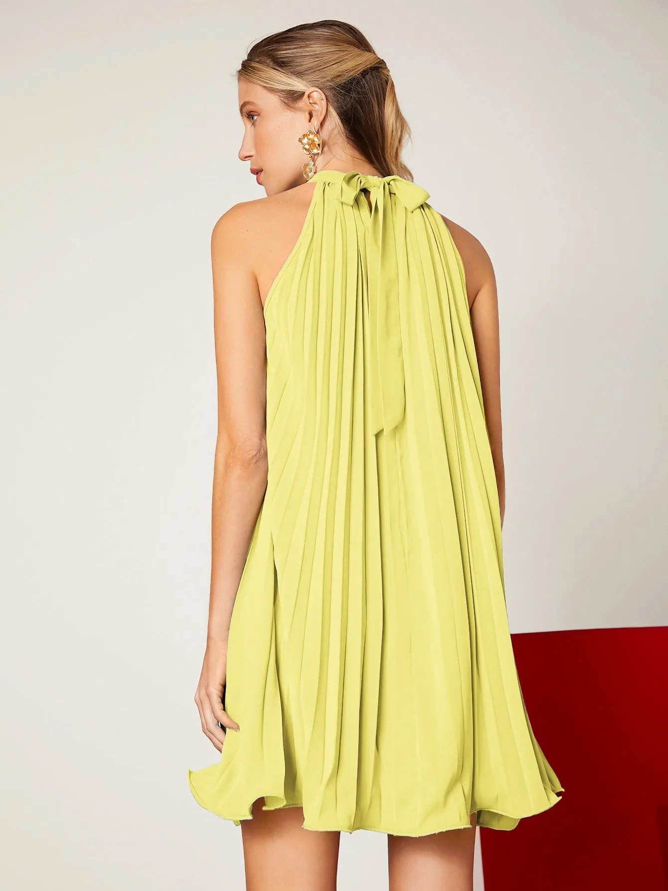 Mai Bass Tie Back Pleated Dress