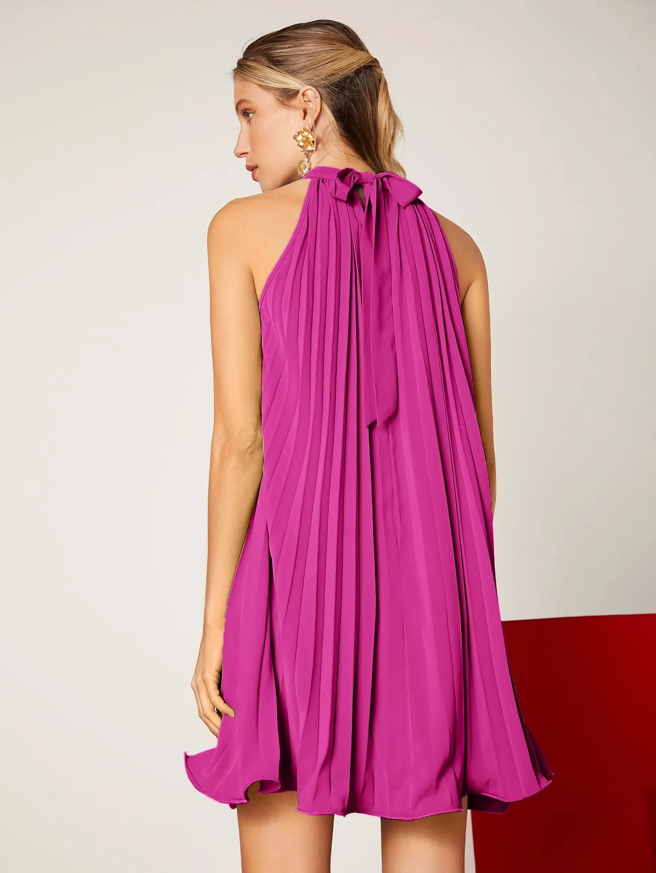Mai Bass Tie Back Pleated Dress