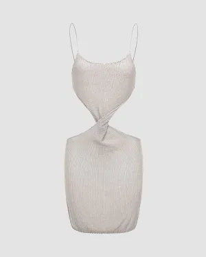 Mallium Twist Cut Out Knit Mini Dress