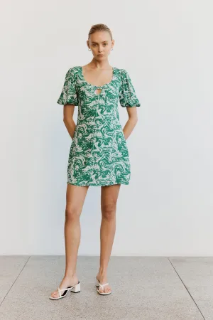 MARBLE BALLON SLEEVE MINI DRESS | MARBLE
