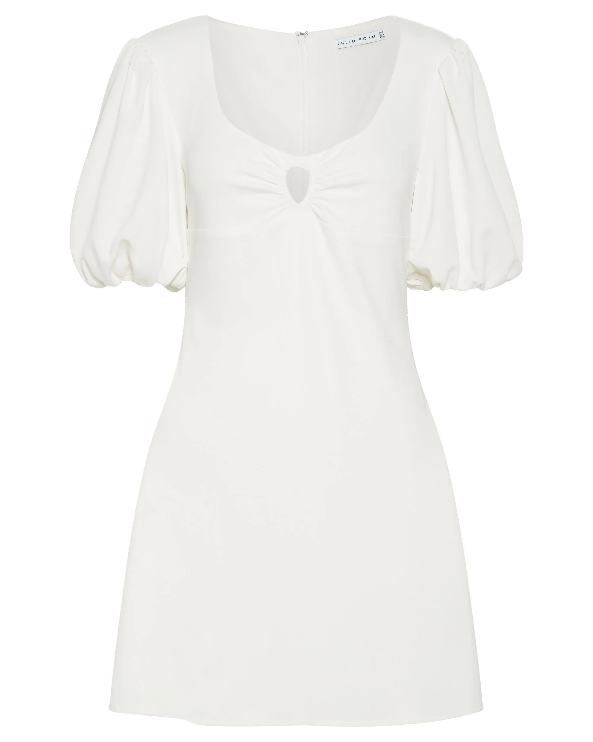 MARBLE BALLON SLEEVE MINI DRESS | OFF WHITE