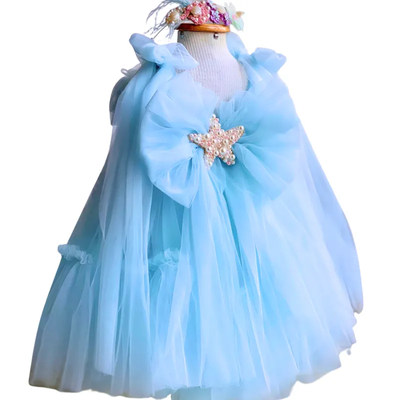 “Marina” Mermaid Princess Beaded Girl’s Birthday Dress