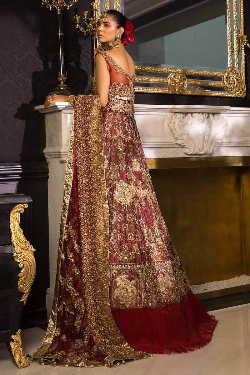Maroon Red Pishwas and Lehenga Pakistani Bridal Dress