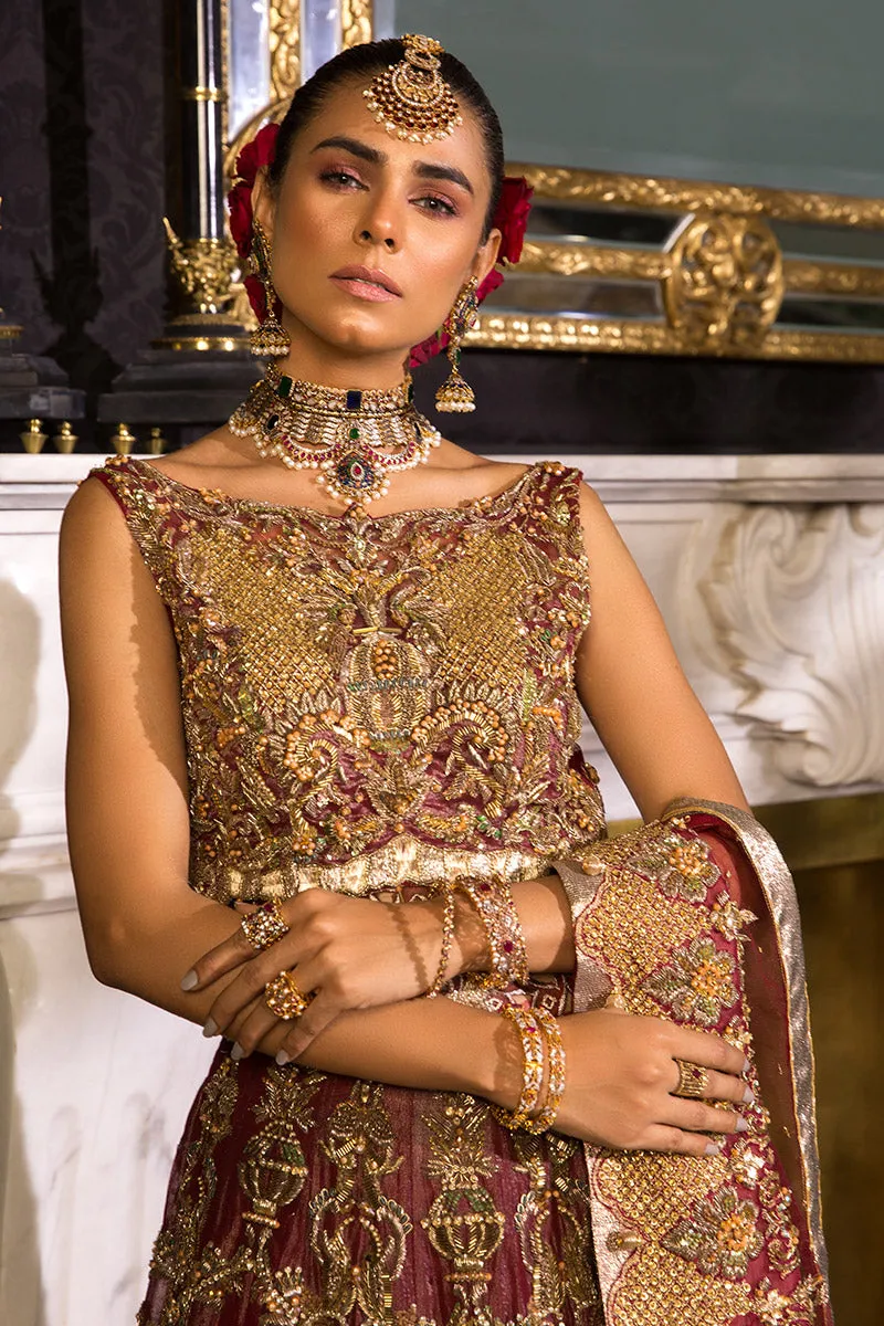 Maroon Red Pishwas and Lehenga Pakistani Bridal Dress