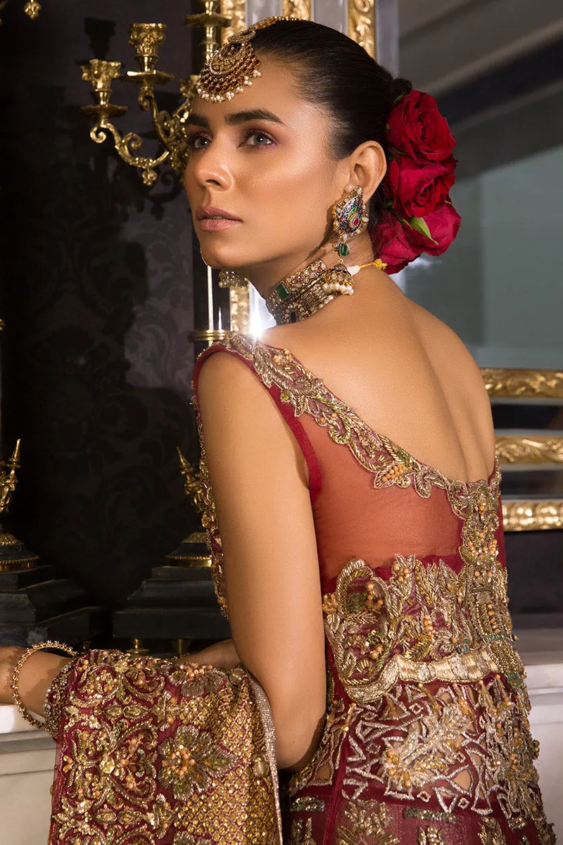 Maroon Red Pishwas and Lehenga Pakistani Bridal Dress