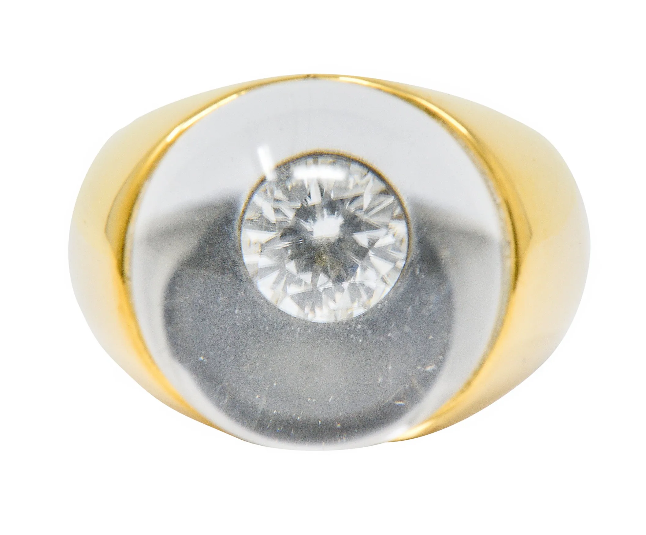 Mauboussin Paris Diamond Rock Crystal 18 Karat Gold Orb Ring