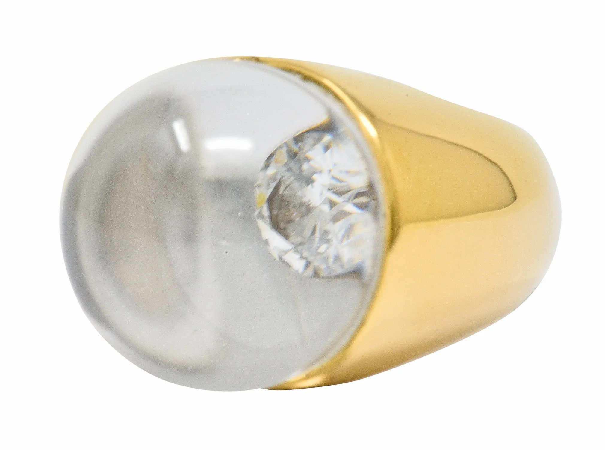 Mauboussin Paris Diamond Rock Crystal 18 Karat Gold Orb Ring