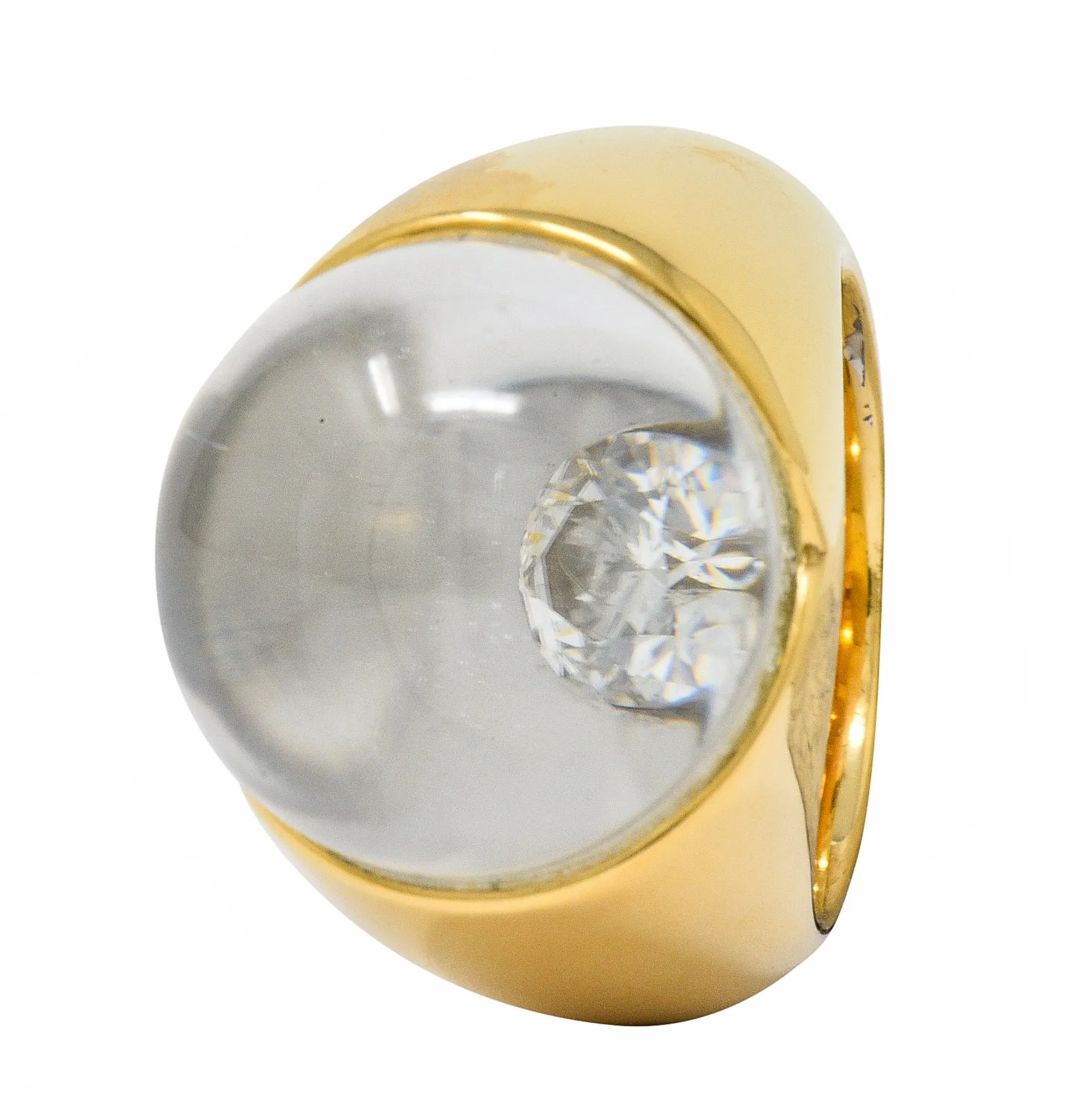 Mauboussin Paris Diamond Rock Crystal 18 Karat Gold Orb Ring