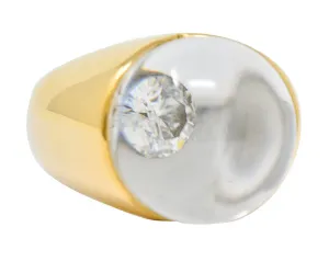 Mauboussin Paris Diamond Rock Crystal 18 Karat Gold Orb Ring