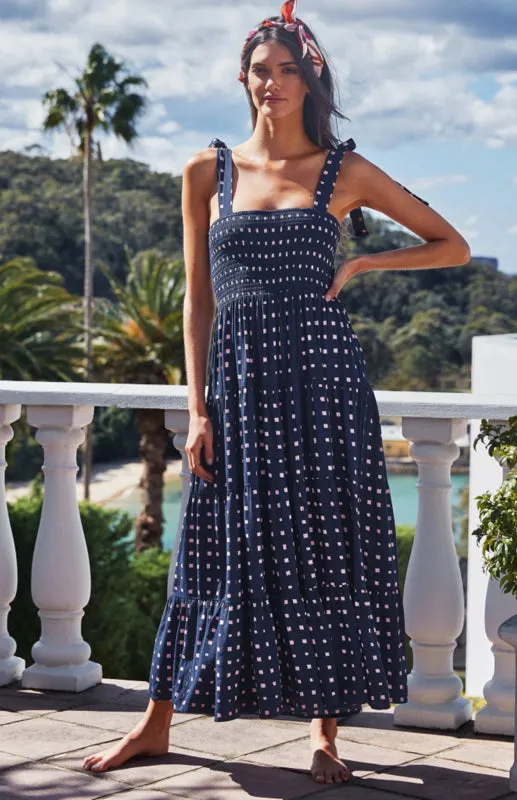 Maxi Dress with Smocked Bodice and Ruffled Straps
