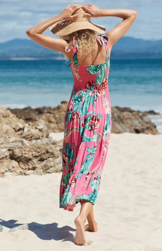 Maxi Dress with Smocked Bodice and Ruffled Straps