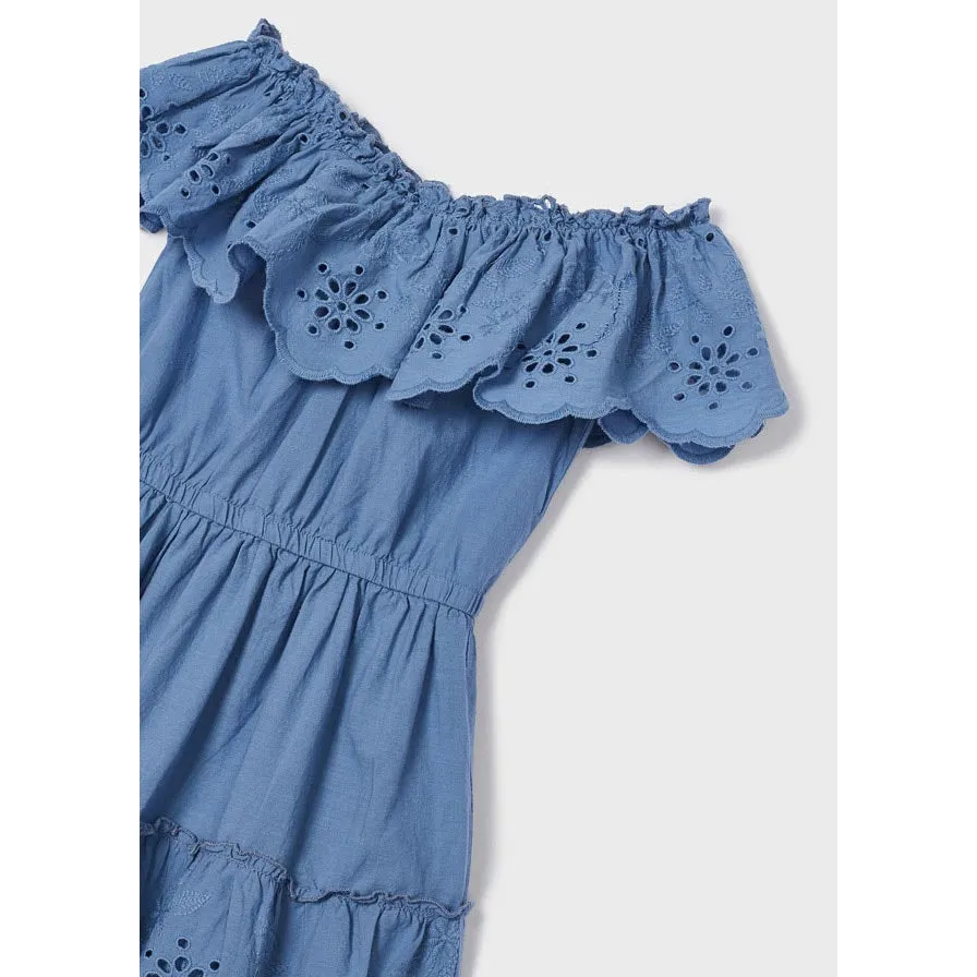 Mayoral Porcelain Eyelet Motif Cotton Dress
