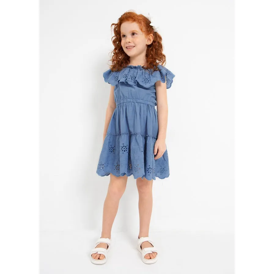 Mayoral Porcelain Eyelet Motif Cotton Dress