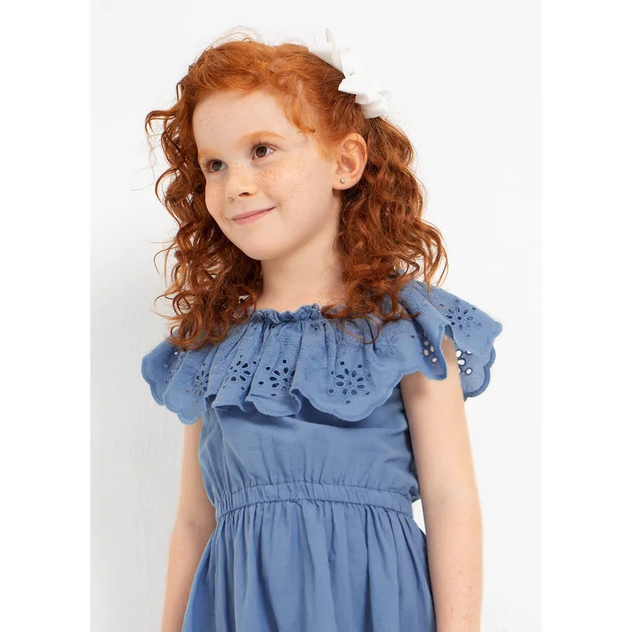 Mayoral Porcelain Eyelet Motif Cotton Dress