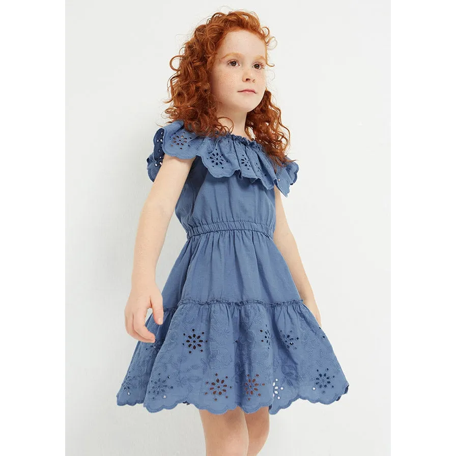 Mayoral Porcelain Eyelet Motif Cotton Dress