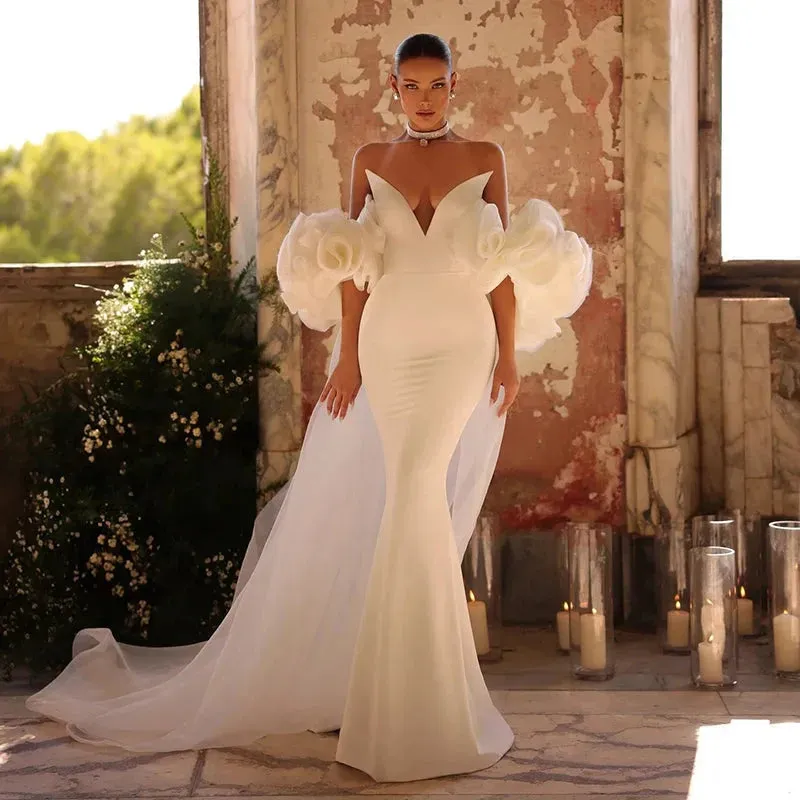 Mermaid Wedding Dresses Sexy Sweetheart Floor Length Bride Dress Boho Beach Simple Wedding Prom Gowns Custom Size