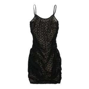 Mesh Monogram Draped Mini Dress