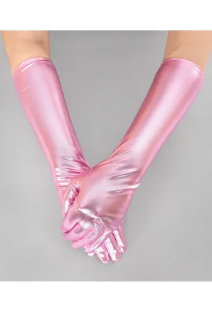 Metallic Luxe Long Opera Evening Glove - Vintage Pink