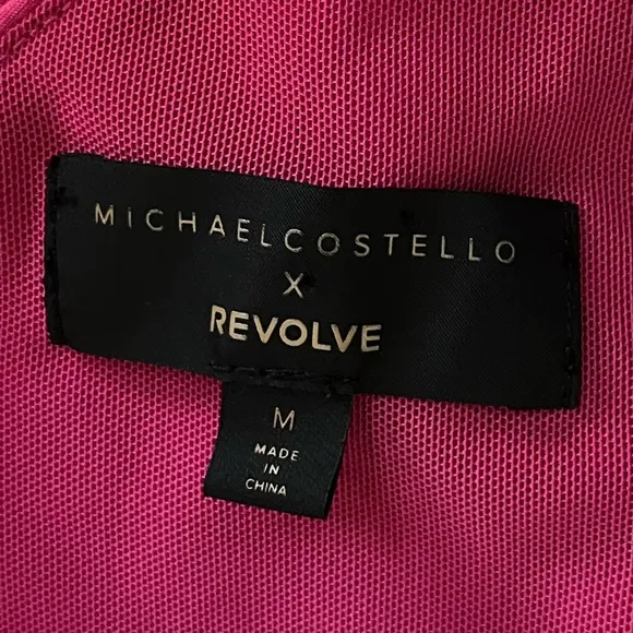 MICHAEL COSTELLO x REVOLVE | AVA MINI ONE SHOULDER DRESS FUCHSIA | SIZE MEDIUM