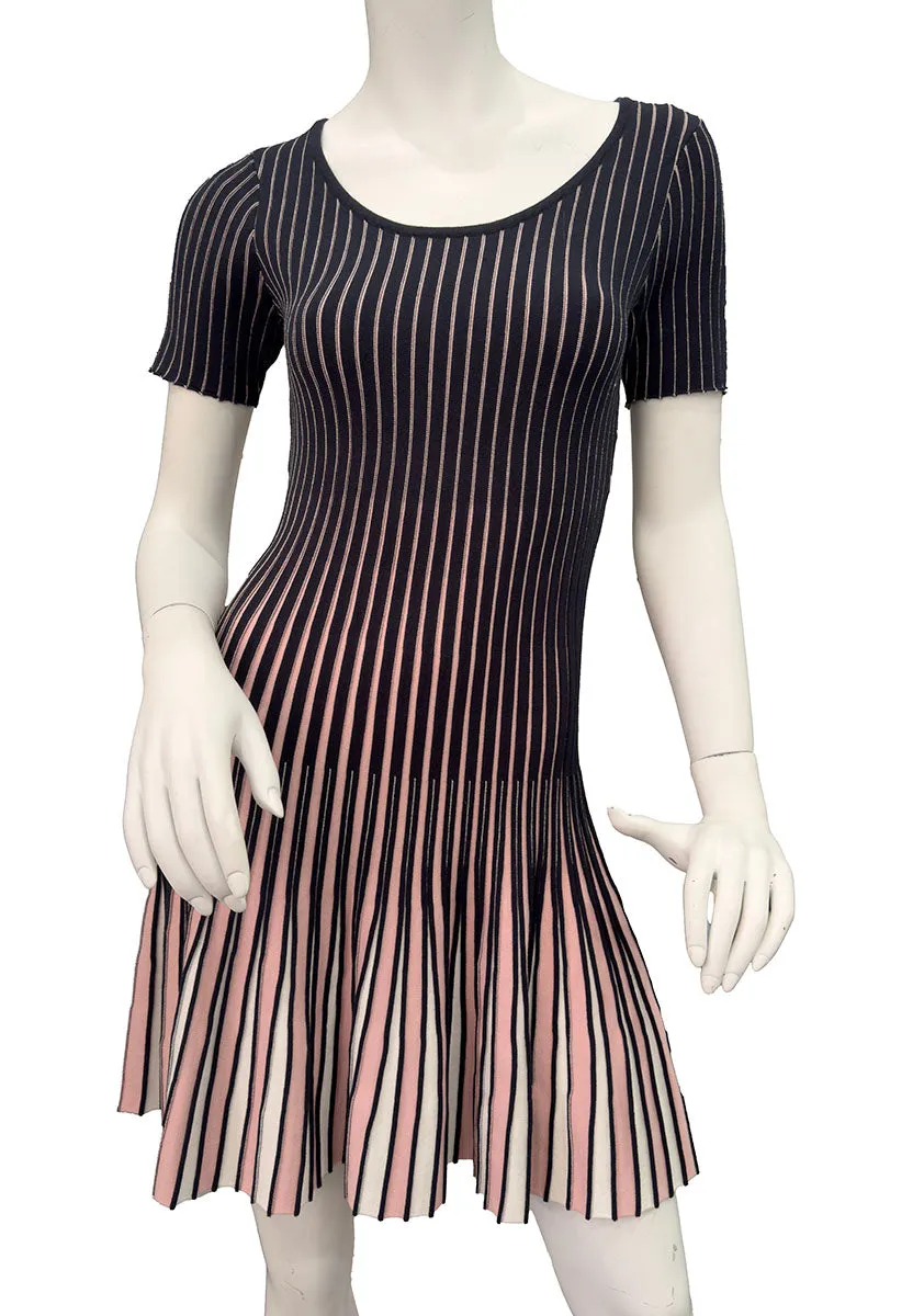Milly SMALL Pleated Short Sleeve Knit Dress