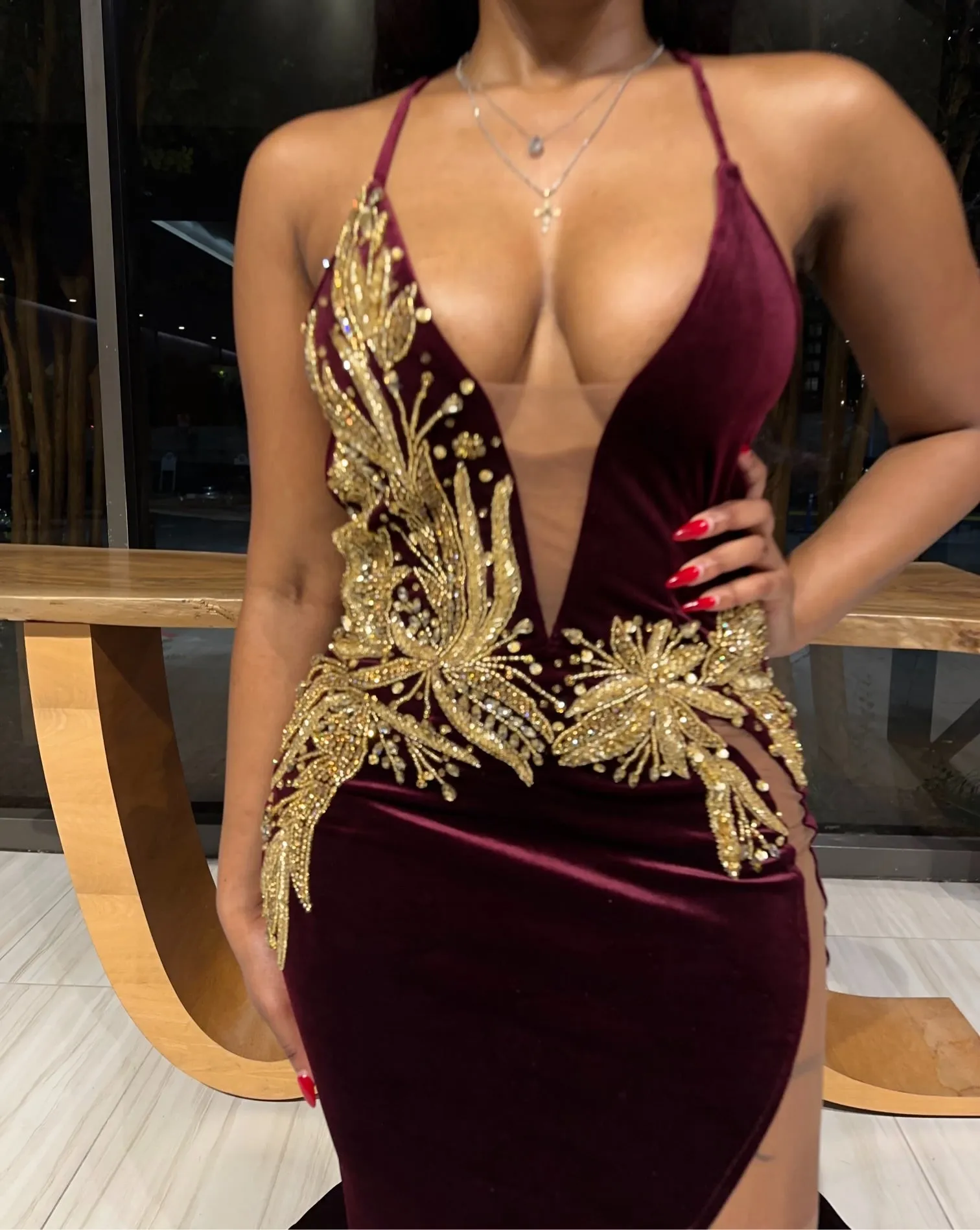 Mina Gown In Burgundy