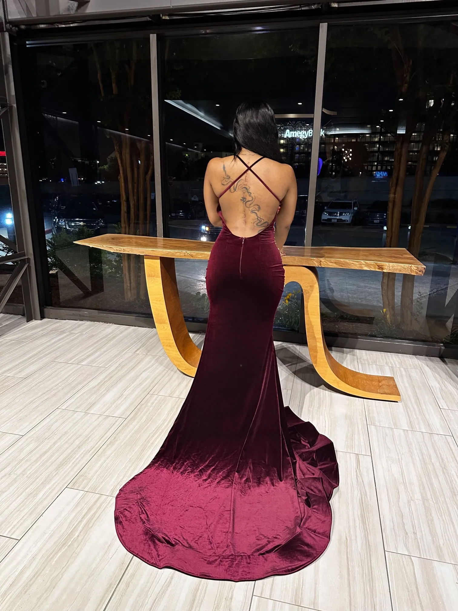 Mina Gown In Burgundy
