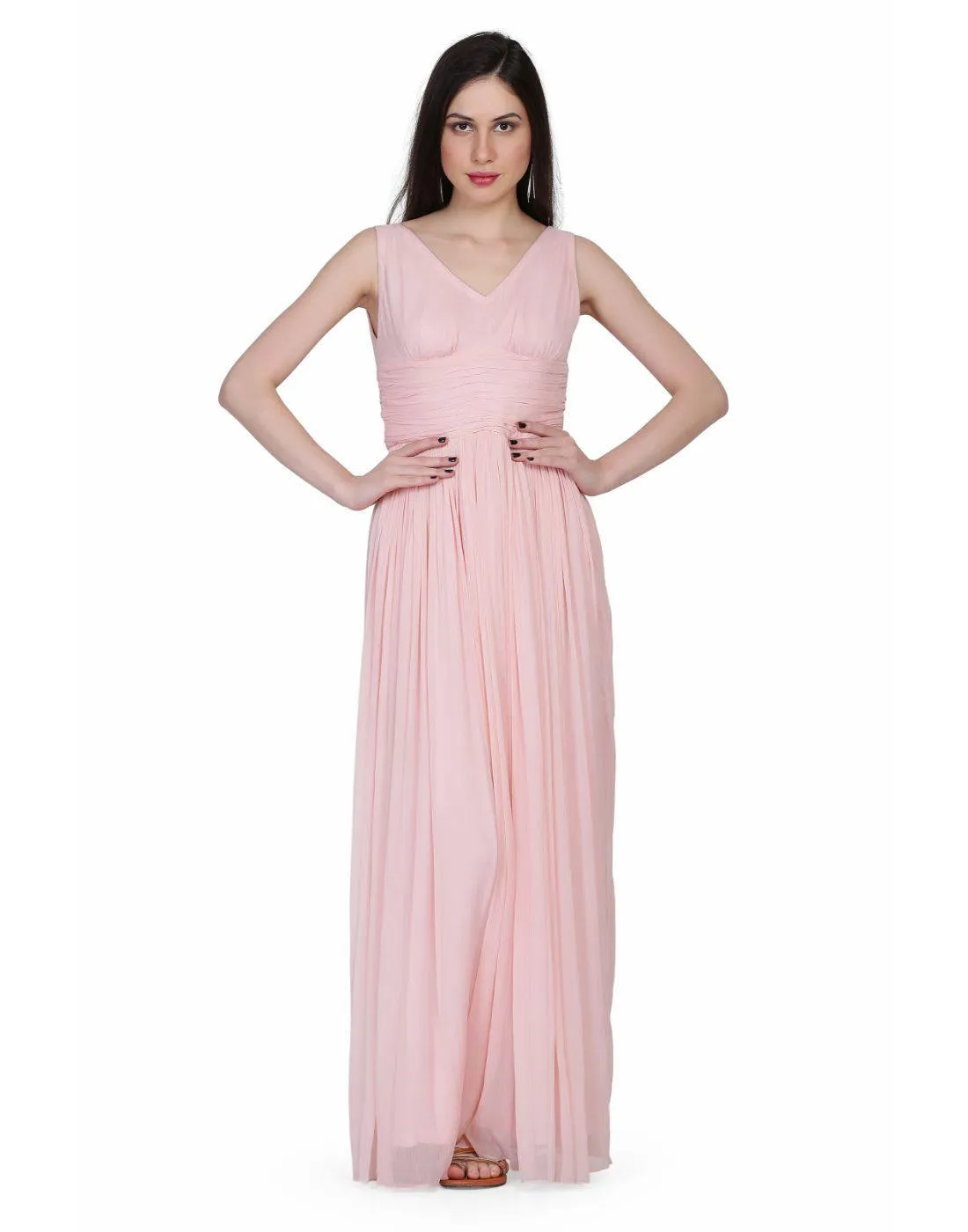 Miracolos By Ruchi's Rent  Women's Chiffon Gowns Light Pink
