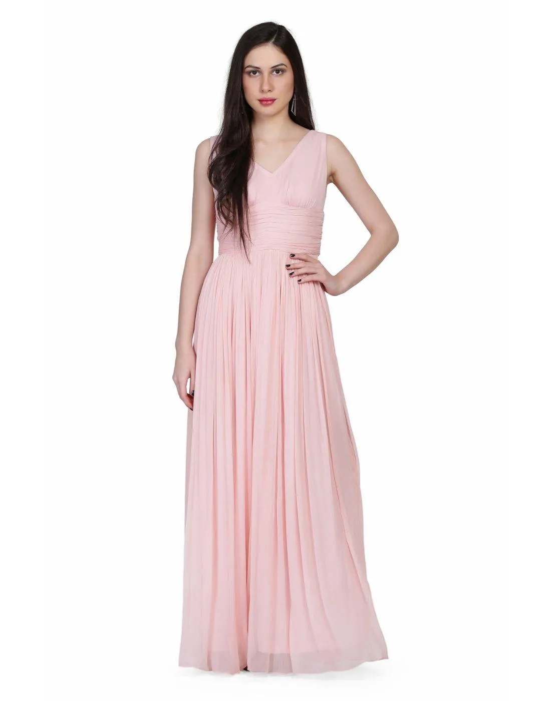 Miracolos By Ruchi's Rent  Women's Chiffon Gowns Light Pink