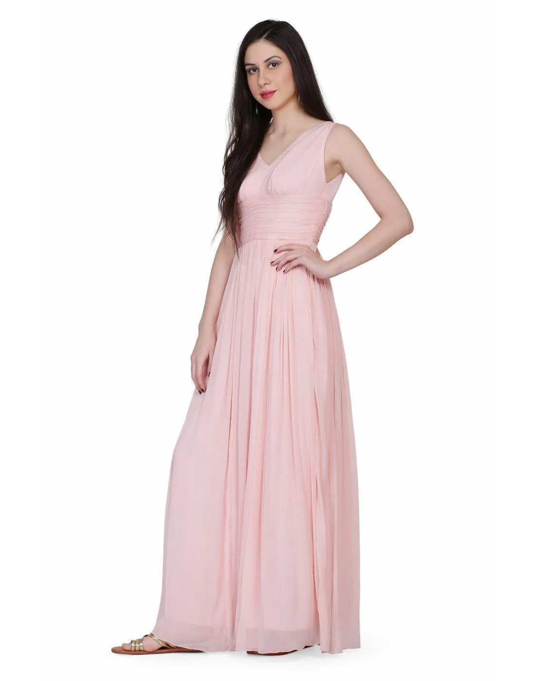 Miracolos By Ruchi's Rent  Women's Chiffon Gowns Light Pink