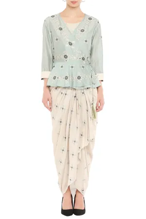 Mirror Printed Drape Dress With Jacket